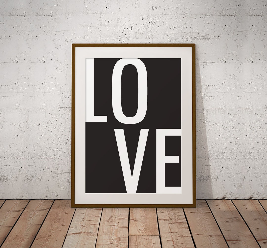 Printable Love Sign, Prints Wall Art, Love Print, Black and White ...