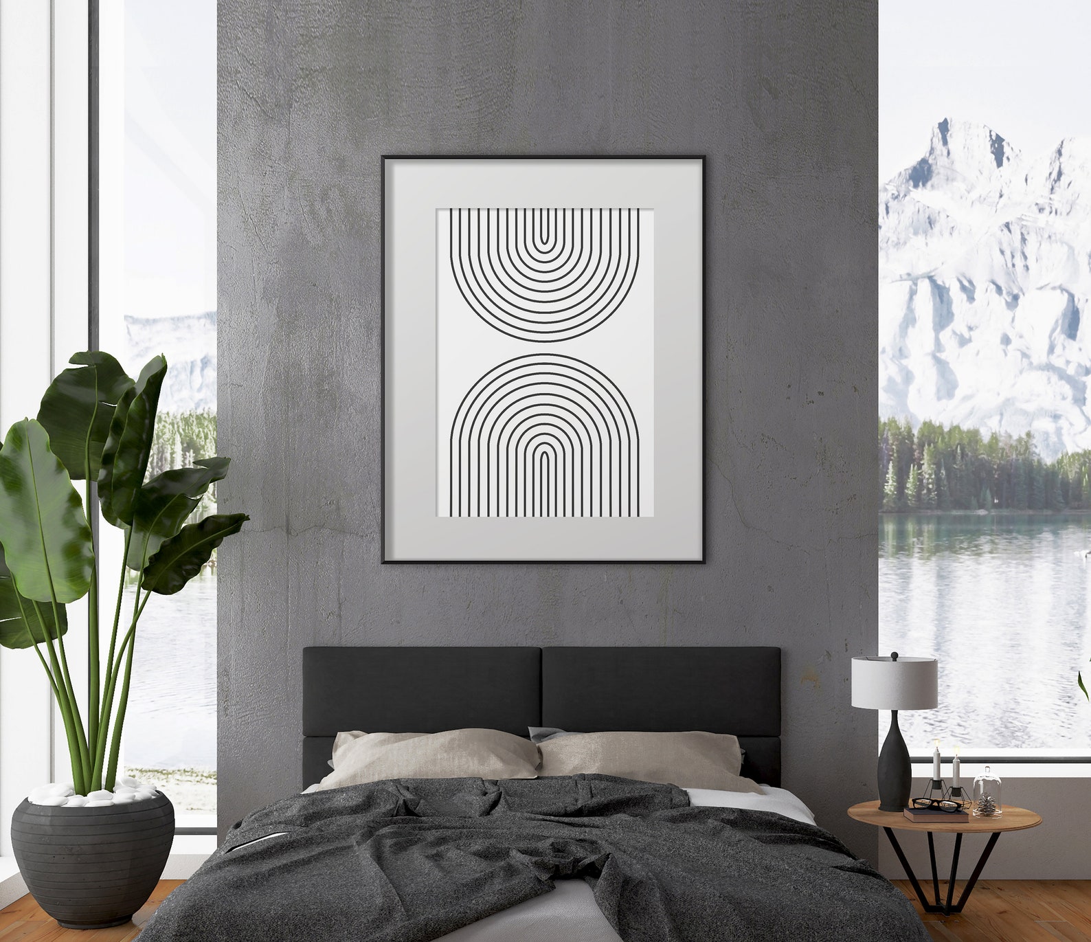 Minimalist Black and White Wall Art Printable Geometric Line - Etsy