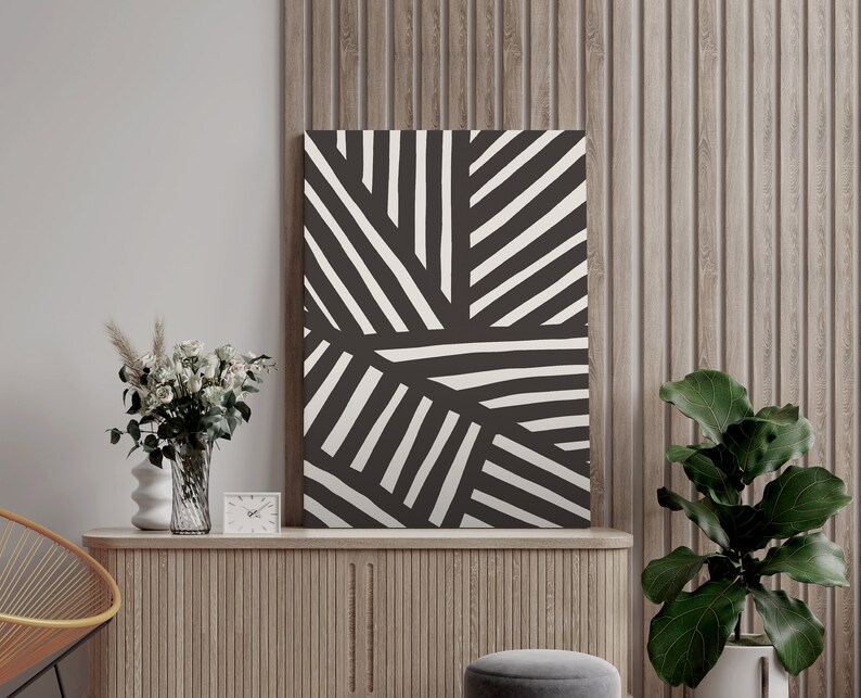 Black and Beige Abstract Wall Art Printable Minimalist Etsy