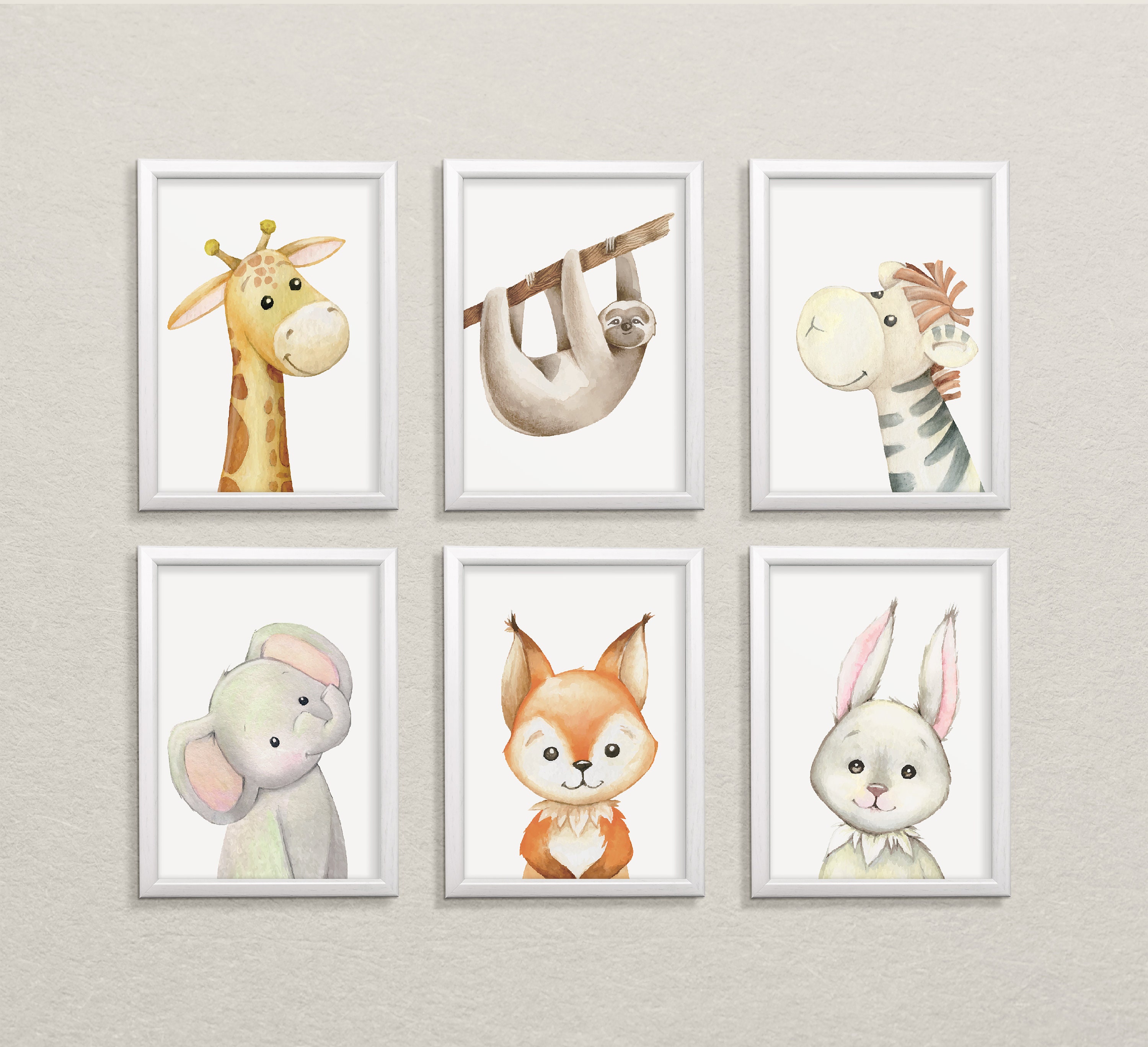 Safari Animal Nursery Prints Set of 6 Animal Nursery Prints Etsy
