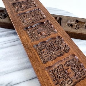 Vintage Dutch Speculaas Cookie Mold by Patria – Hand-Carved Wooden Baking Mold with Swan, Windmill & Folk Art Figures
