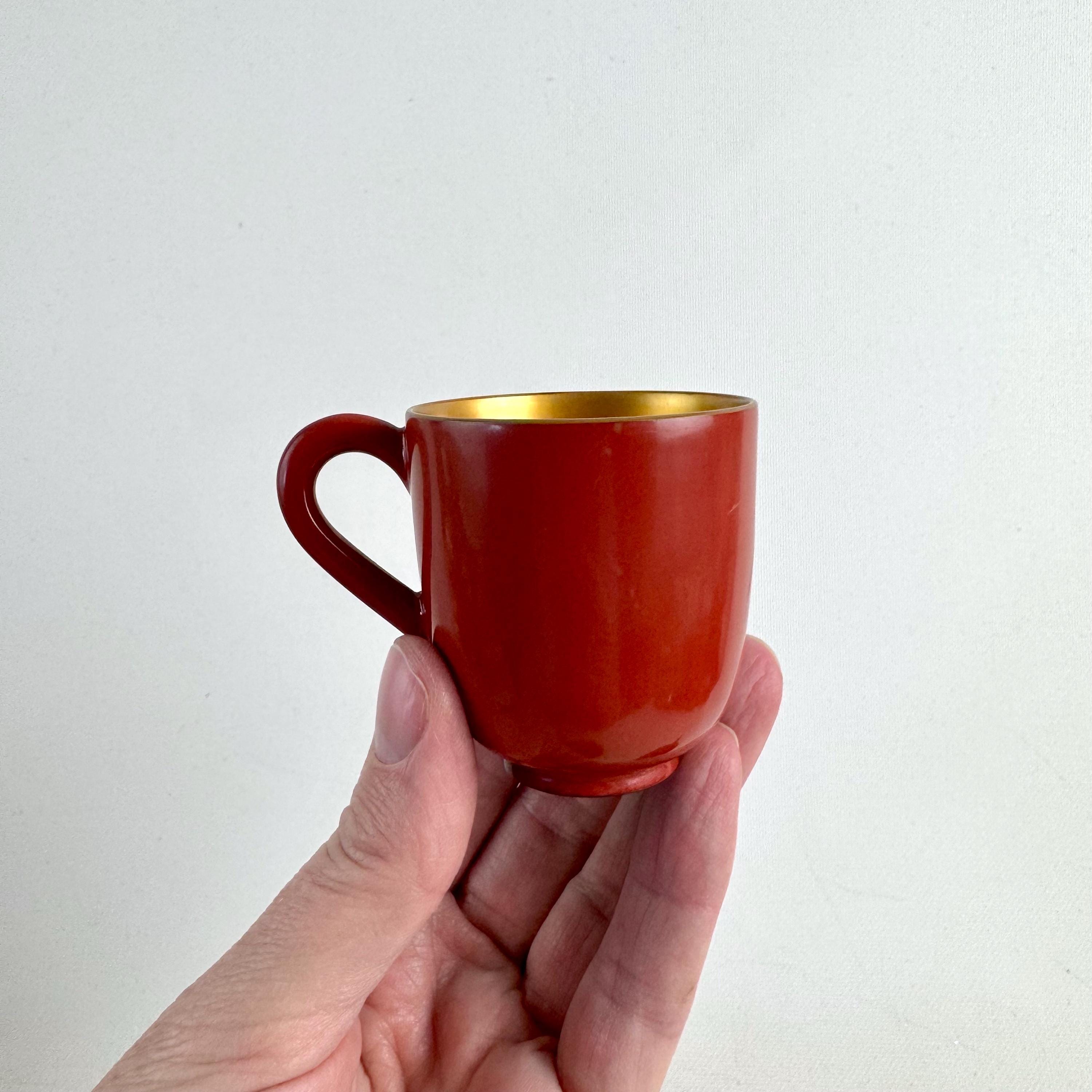 Vintage Japanese Red & Gold Demitasse Cup and Saucer Set of 12