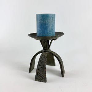 Vintage Brutalist Cast Iron Candle Holder – Hand-Forged Metalwork, Mid-Century Industrial Decor, 1960s - 1970s Unique Metal Candlestick