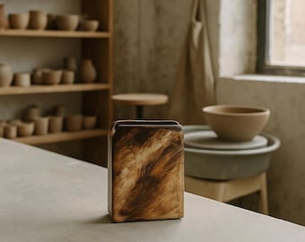 Vintage Mobach Vase – Dutch Studio Pottery, Smokey Brown Glaze, Brutalist Art Object