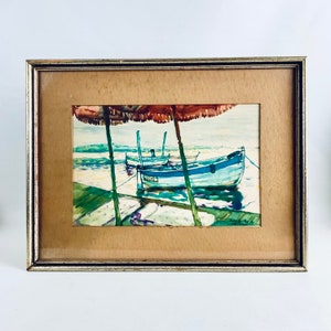 Celebre el Mediterráneo: Acuarela original enmarcada - Juan Les Pins, 1937 de Ivor Cooper