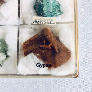Vintage Crystal & Mineral Set – 12 Rough Stones in Display Box with Labels – Gemstone Collection for Collectors, Decor and Jewelry Making image 18