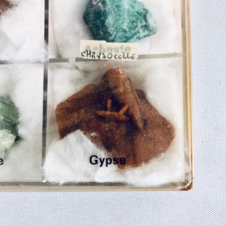Vintage Crystal & Mineral Set – 12 Rough Stones in Display Box with Labels – Gemstone Collection for Collectors, Decor and Jewelry Making image 18