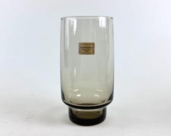 Vintage Luminarc Smoked Glass Tumbler – Mid-Century Fumé Lemonade Glass – French Grey-Brown Pedestal Glass – Price Per Glass