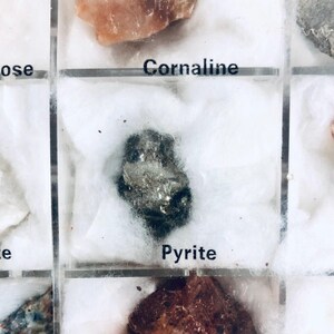 Vintage Crystal & Mineral Set – 12 Rough Stones in Display Box with Labels – Gemstone Collection for Collectors, Decor and Jewelry Making image 10