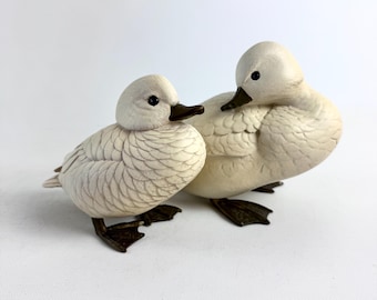 Raras estatuetas de patos Elli Malevolti – Pássaros de resina italianos assinados – Decoração vintage para casa – Estátuas de animais colecionáveis – Enfeite rústico para prateleira