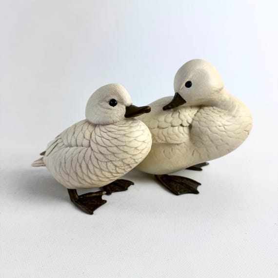 【ELLI MALEVOLTI 】エリー・マレヴォルティ・イタリア・手彫り・鴨 Rare Elli Malevolti Duck Figurines – Signed Italian Resin Birds