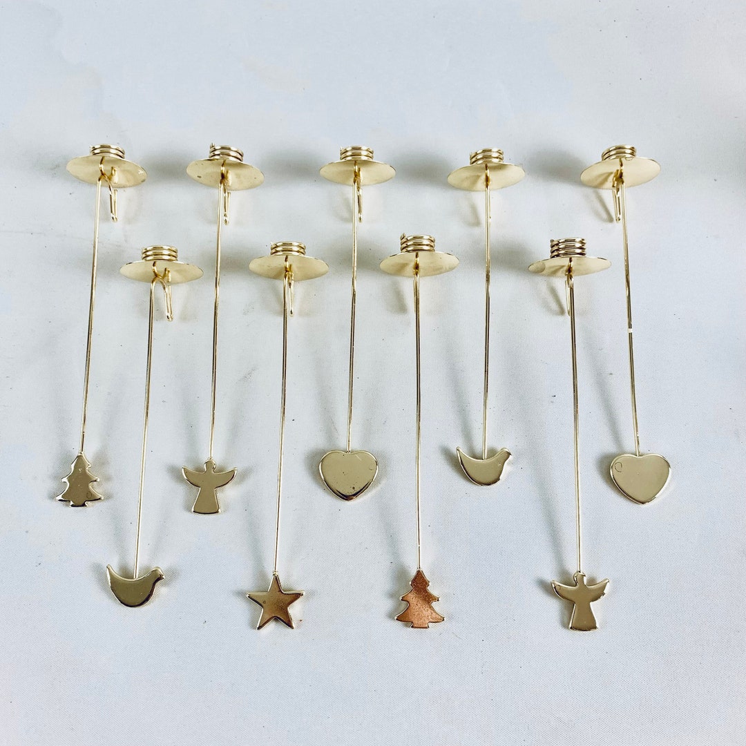 Gold Metal Christmas Tree Candle Holders Set of 9 Etsy