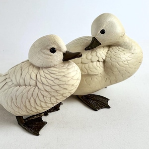 Rare Elli Malevolti Duck Figurines – Signed Italian Resin & Metal Bird Sculptures – Vintage Animal Decor – Collectible Home Accent