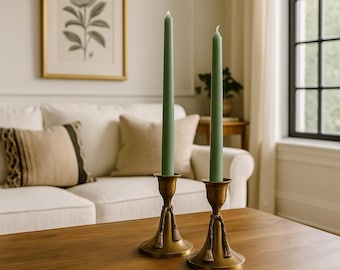 Vintage Brass Candlestick Holders with Rope Tassels, Solid Brass Candle Holders Pair, Mid Century Home Decor, Antique Style Table Decor