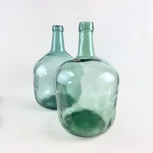 Vintage Spanish Viresa Demijohn 5L Green Glass Bottle | Hand Blown Mid Century Wine Jug | Rustic Farmhouse & Mediterranean Decor