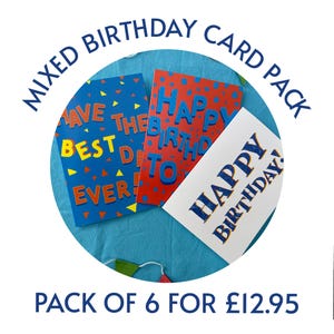 Mixed Birthday Card 6 Multipack / Hand lettering Happy Birthday Cards