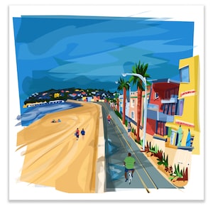Promenade de San Diego, Californie - Impression d&#39;art de voyage - Giclée carrée