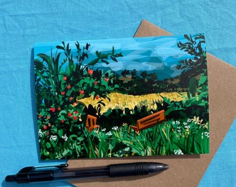 Illustration of the Monmouthshire, South Wales Countryside Greetings Card / Plastic Free