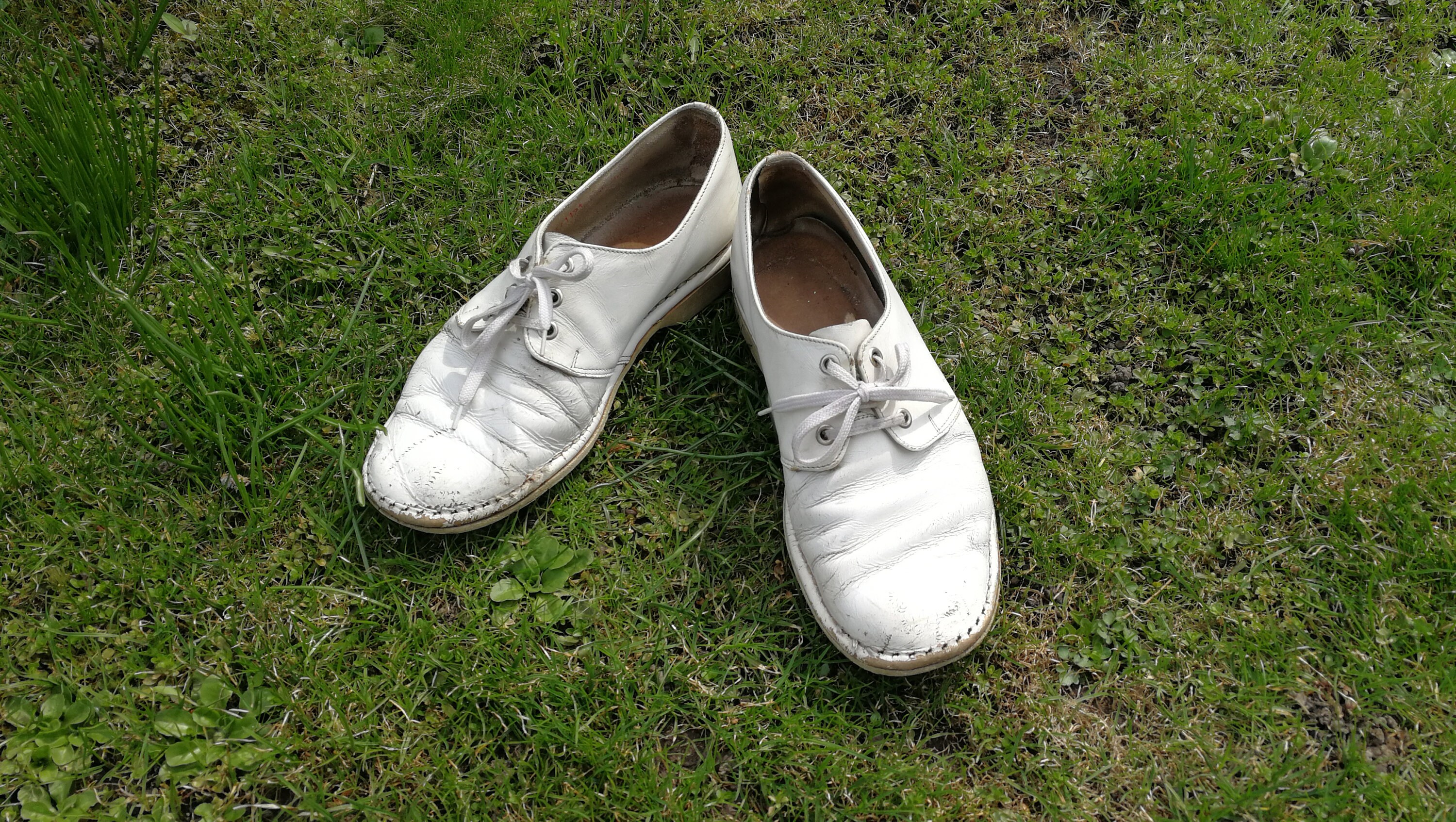White Leather Retro Men Shoes, 80's Real Leather Oxford