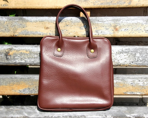 Elegant Soviet Vintage Brown Artificial Leather W… - image 2