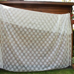 Cortina de encaje blanco transparente, cortina de encaje de red retro para ventana, decoración romántica vintage para el hogar o la boda, cortinas de encaje de tul blanco con estampado de hojas y plantas