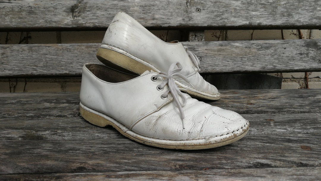 White Leather Retro Men Shoes, 80
