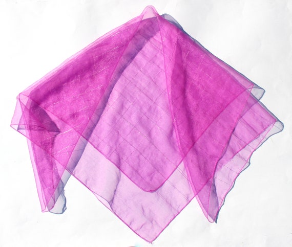 Hot Pink Tulle Scarf / Transparent Summer Shawl /… - image 1