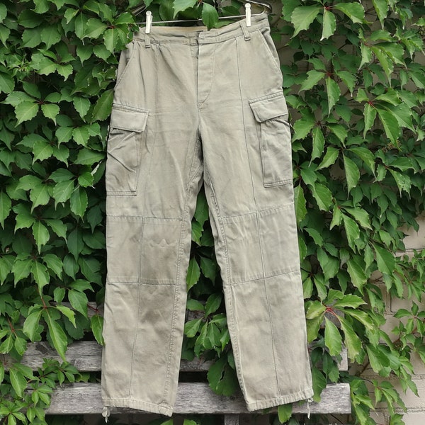 Vintage Men's High-Waisted Working Pants /Soviet Factor Work Clothes/ Sand Cotton Repairman's Pants /Trousers for Him with Pocket /S-M size