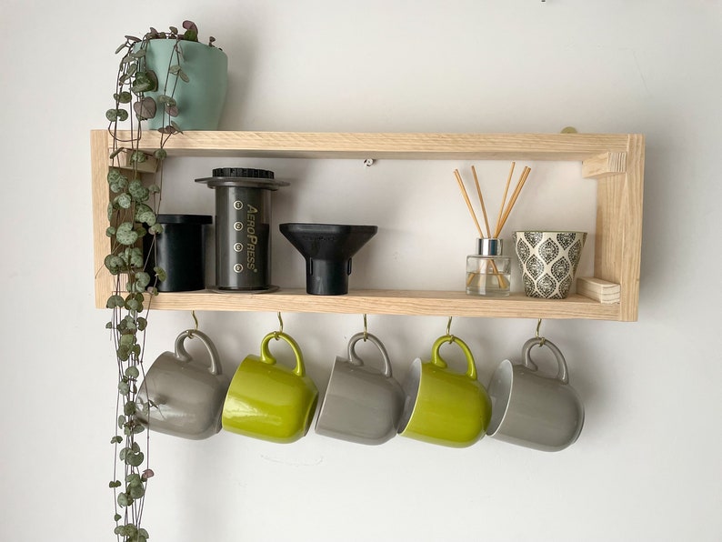 Rustic Reclaimed Wooden Kitchen Mug Shelf Double Shelf Frame - Etsy UK