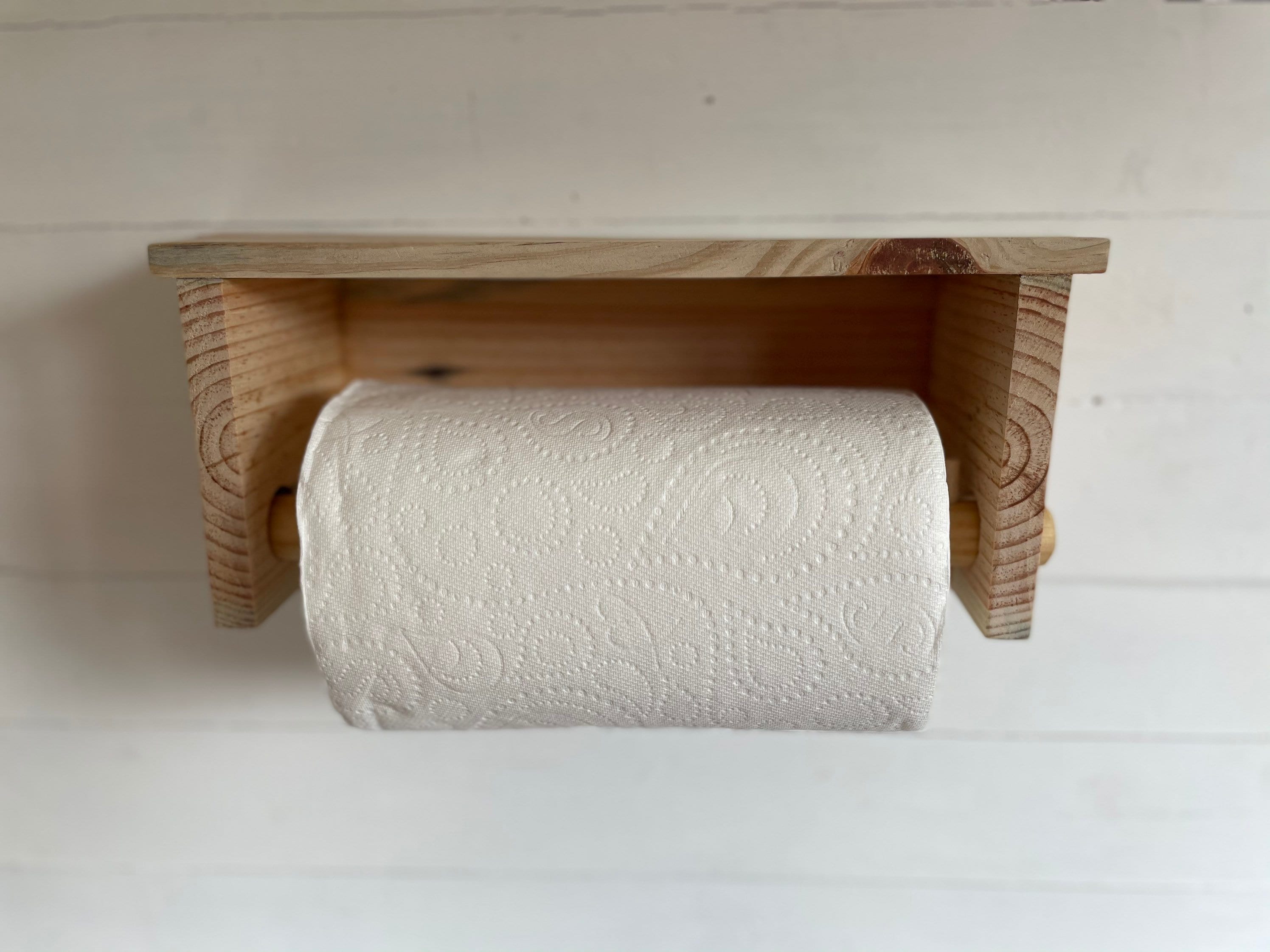 Reclaimed Wooden Kitchen Roll Holder With Shelf Etsy UK