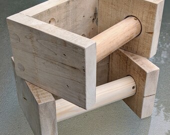 Rustic Reclaimed Wood Toilet Roll Holder, Handmade Sustainable Homeware Natural Finish