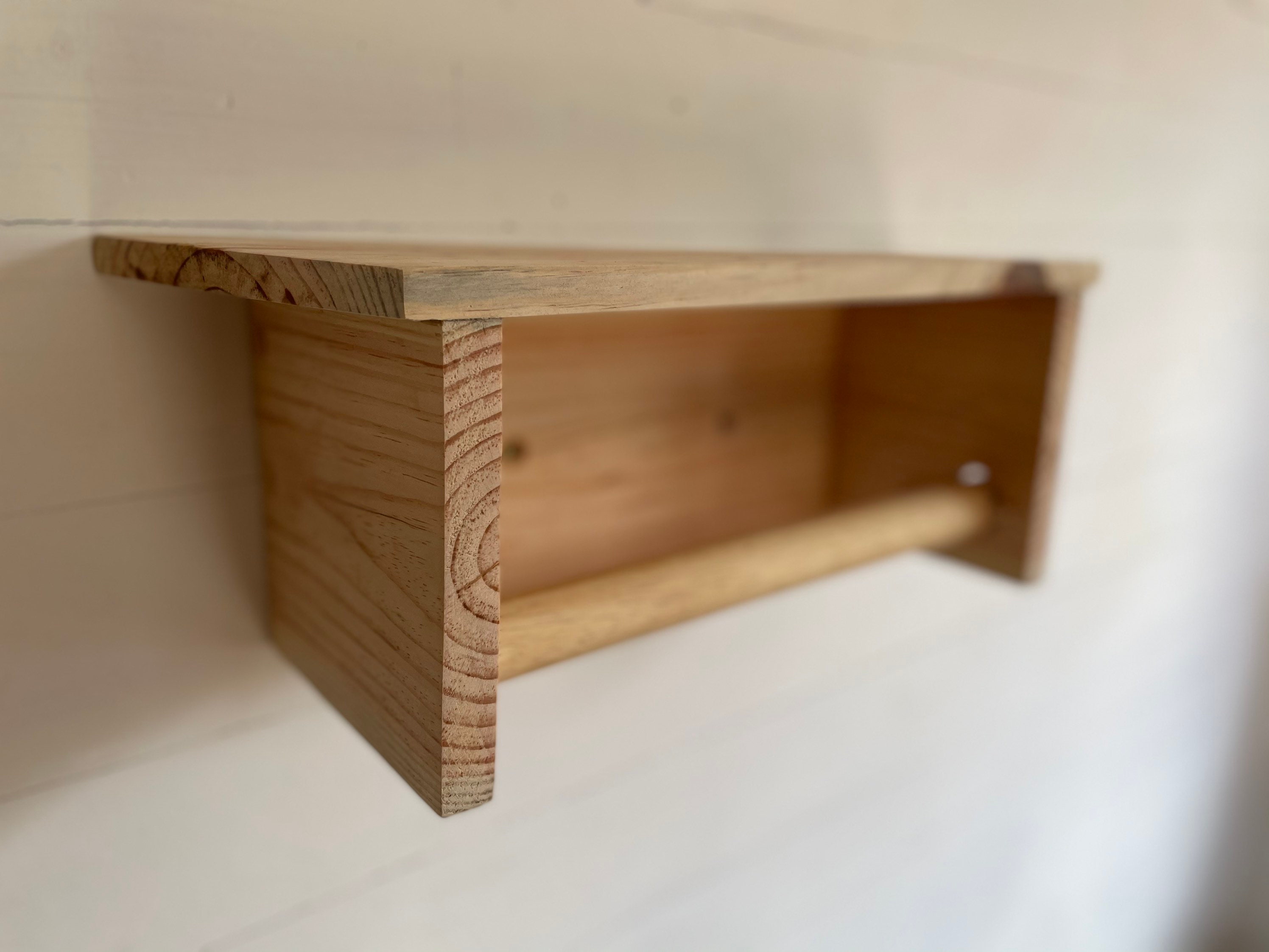 Reclaimed Wooden Kitchen Roll Holder With Shelf Etsy UK