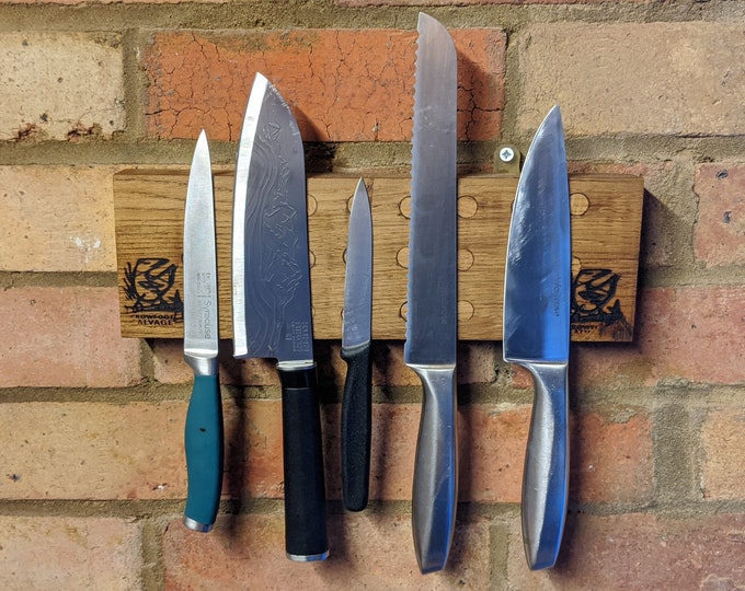 Rustic Oak Knife Holder Made From Reclaimed Materials Etsy