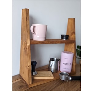 Reclaimed wooden hot chocolate station / coffee bar / kitchen hot drinks storage display