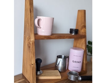 Reclaimed wooden hot chocolate station / coffee bar / kitchen hot drinks storage display