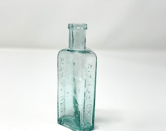 Viktorianische KOKO Haar Flasche: Antikes Aqua Glas Apotheker Dekor