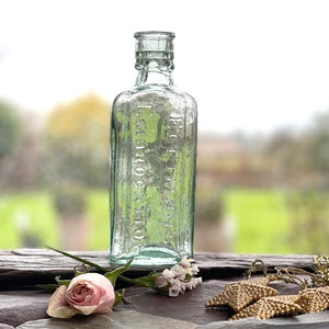 Super Victorian Apothecary Bottle, Cure for Rheumatism comes with advert, Vintage Bottles, Vintage Chemist Bottle, Bud Vase, antique bottles