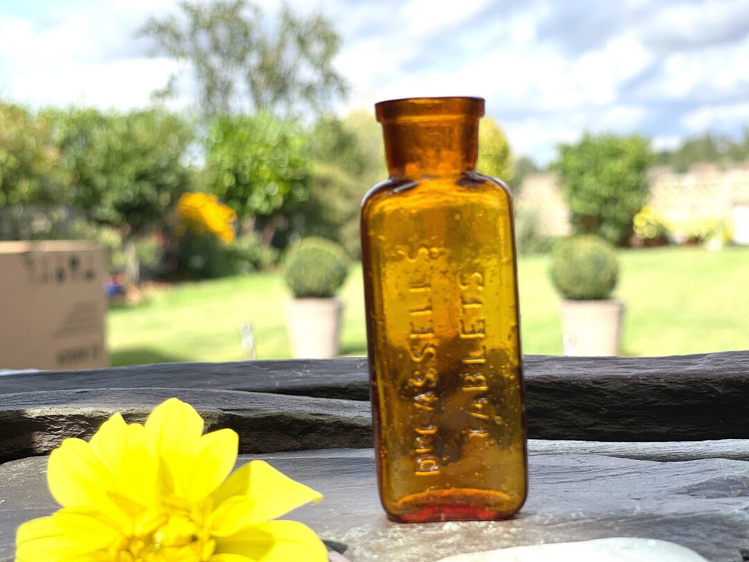 Antique Bottles Small Amber Glass Bottle Vintage Apothecary Etsy