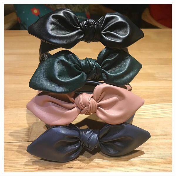 Leather Bow Headband Etsy