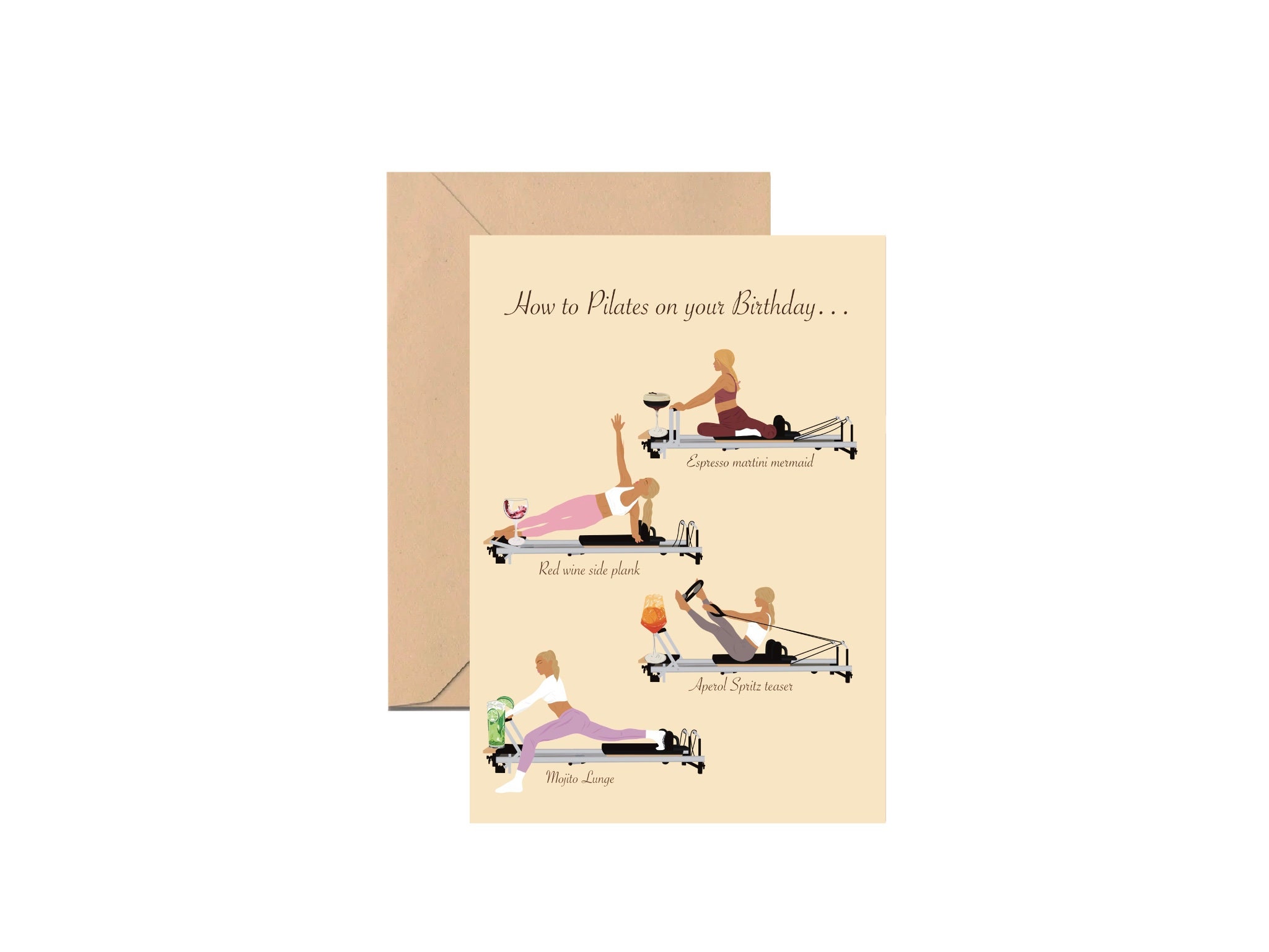 Happy Birthday Pilates Card, Pilates pose, Personalisation print, Pilates girl. Barre Wall Art. Reformer Gift. Pilates celebration card.