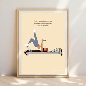 Estou em um bom lugar, pose de reformador, impressão de reformador, garota de pilates. Arte de parede de pilates. Presente de pilates. Impressão de pilates, impressão de parede, fitness