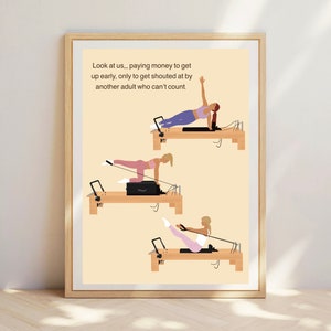 Pilates witzige Karte, Pilates Humor, Lehrerin Pose, Pilates Geschenk, Pilates Mädchen. Pilates-Kunst. Pilates Geschenk. "Reformer Druck."