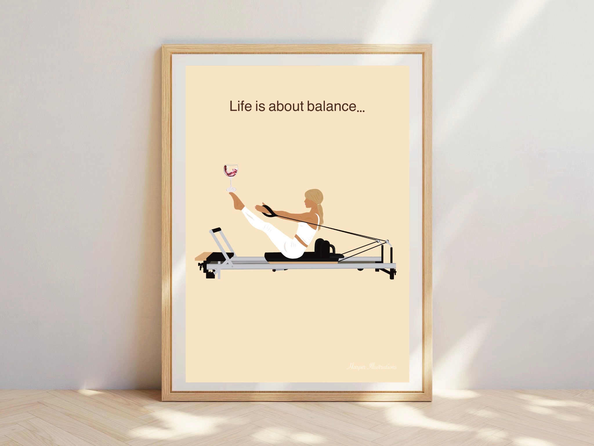 Pilates Life is About Balance Reformer Pose Personalisation Print Pilates Girl. Pilates Wall Art. Pilates Gift. Reformer Print Reformer Etsy