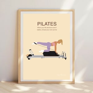 Pilates, engraçado, estabilidade Cartão, pose de reformador, Cartão de aniversário, Pilates menina. Pilates Wall Art. Pilates Gift. Reformer Print.