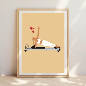 Pilates Love hearts, Reformer pose, Pilates greeting card, Pilates girl. Pilates Wall Art. Pilates Gift. Reformer Print. Wall Decor.