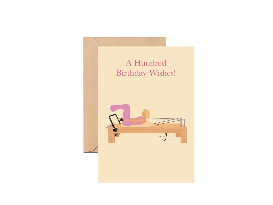 ピラティスの誕生日おめでとうカード、ピラティスのポーズ、パーソナライズプリント、ピラティスガール。バーウォールアート。リフォーマーギフト。ピラティスの お祝いカード。 - Etsy 日本