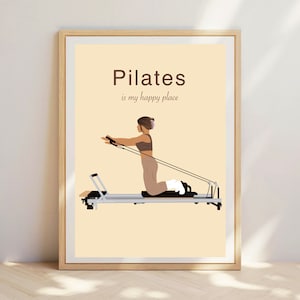 Pilates is my happy place, hervormerhouding, personalisatieafdruk, pilatesmeisje. Pilates kunst aan de muur. Pilates-cadeau. Hervormer afdrukken. Wanddecoratie.