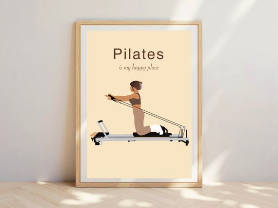 Pilates is my happy place, Reformer pose, Personalisation print, Pilates girl. Pilates Wall Art. Pilates Gift. Reformer Print. Wall Decor.
