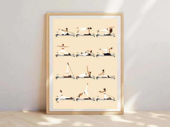 VNSIDS Poster Pilates Classique - Guide Exercices Tapis 40x60 Cm, Art Mural Yoga & Fitness Sans Cadre