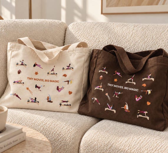 Pilates Tote Bag, Autumn, Reformer Pilates bag, Tote Bag, Christmas present, Pilates instructor present. Pirates bag, Pilates gift,